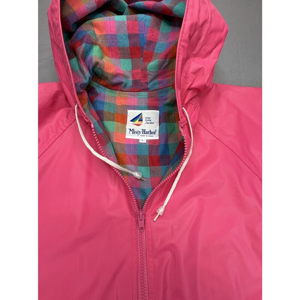 Misty Harbor Lined Rain Jacket Women's Large Pink Mid Length Hooded Coat Slicker - Picture 4 of 11